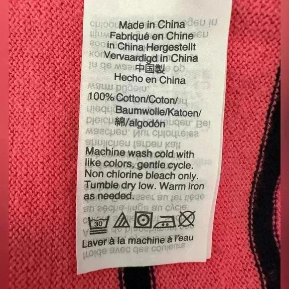 J. CREW Mercantile Pink Navy Striped ‘Peyton’ Knit Pullover Sweater Size Medium - Picture 4 of 4